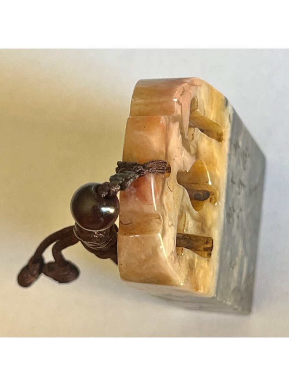 Shoushan Stone Seal Chop Hand-Carved Landscape & Calligraphy Design 3.5" T VTG - Picture 6 of 9